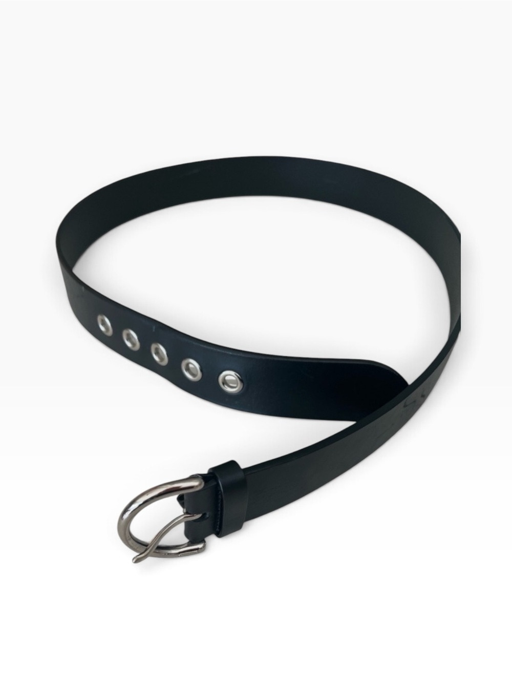 Coach Vintage Black Genuine Leather 5 Hole Black Belt Small Silver Buckle